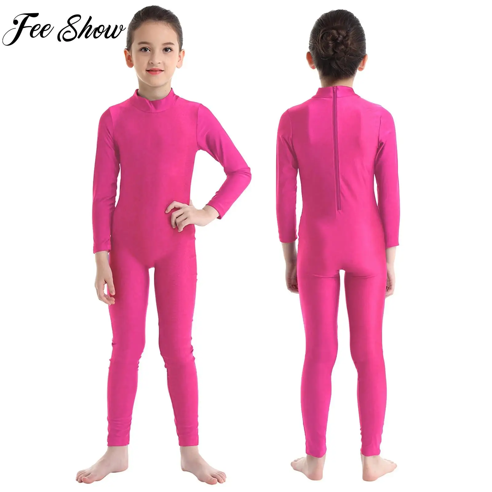 

Kids Girls Ballet Leotard Solid Color Ballet Dance Gymnastics Full Body Unitard Leotard Child Long Sleeves Jumpsuit Dancer Wear