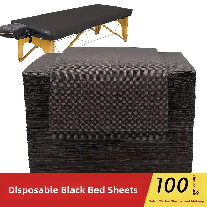 Black Disposable Bed Sheet Tattoo Embroidery Thick Waterproof Oil Pad Beauty Salon Massage Non-Woven Fabric Mattress
