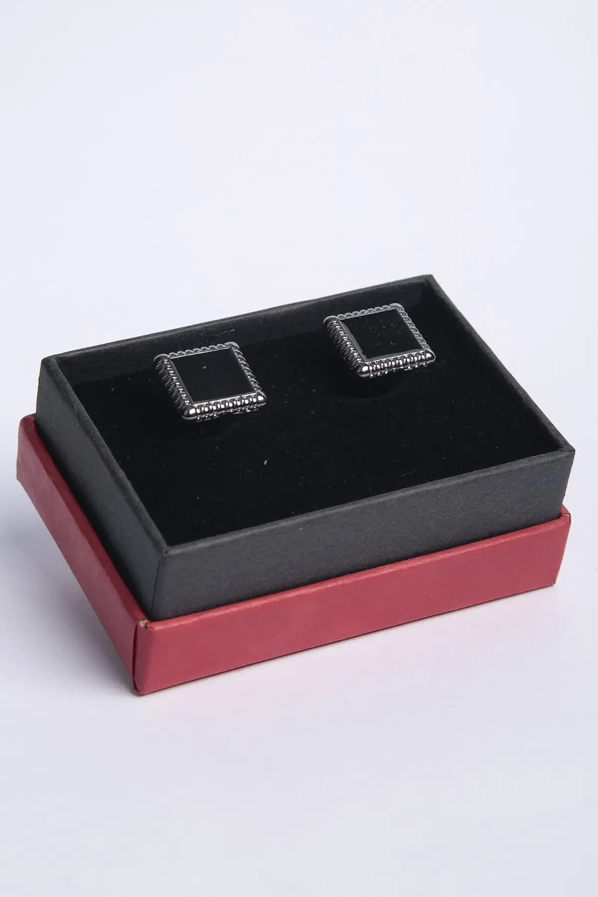 Glossy Black Stone Square Shaped Cufflinks Standard-Fit-Classic Clothing 2021 - 2022 Winter, Gentleman, For Gift, Free Shipping