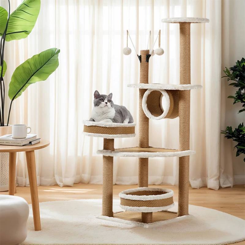 

YXT Cat Tree Pet Scratch Board Sisal Scratching Post Tower 3 Layers With Balls