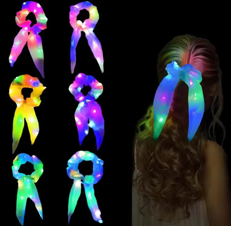 Hot Sales Light Up Blinking Glow Hairband Birthday Christmas Rave Party Bow Headwear Nightclub Concert LED Hair Accessories