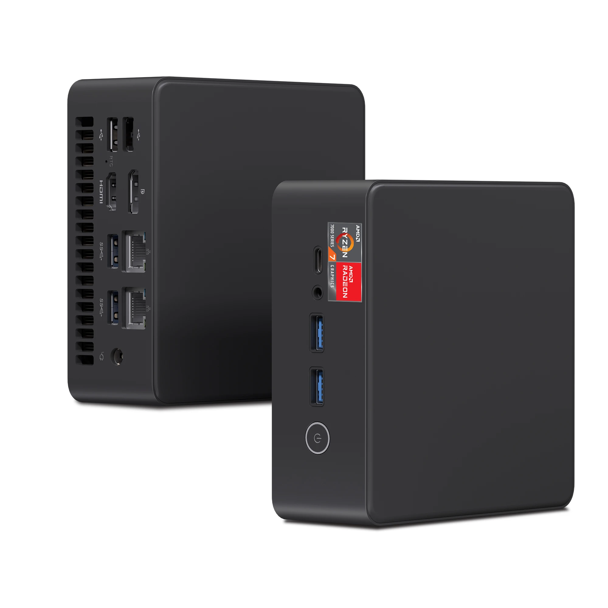 Wholesale Mini PC Ryzen 7 6800H DDR5 Backlit LED Logo Gaming Office Desktop Computer Dual RJ45 Type-C Factory Price