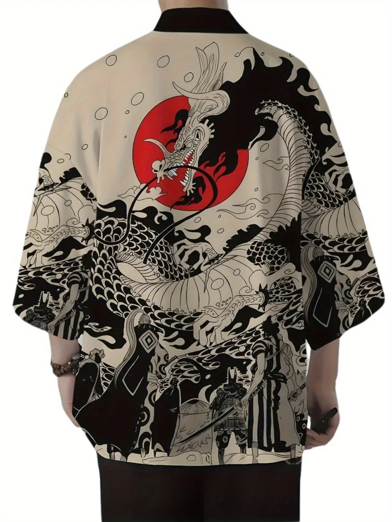 

Japanese Style Anime Dragon Print Cosplay Haori Yukata Top Adult Traditional Samurai Loose Summer Kimono Cardigan for Men Women