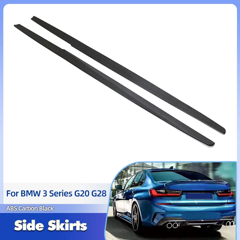 

Car Side Skirts Extensions for BMW 3 Series G20 G28 M-Sport 2020-2023 Door Bumper Apron Lip Body Kit ABS Carbon Look Gloss Black