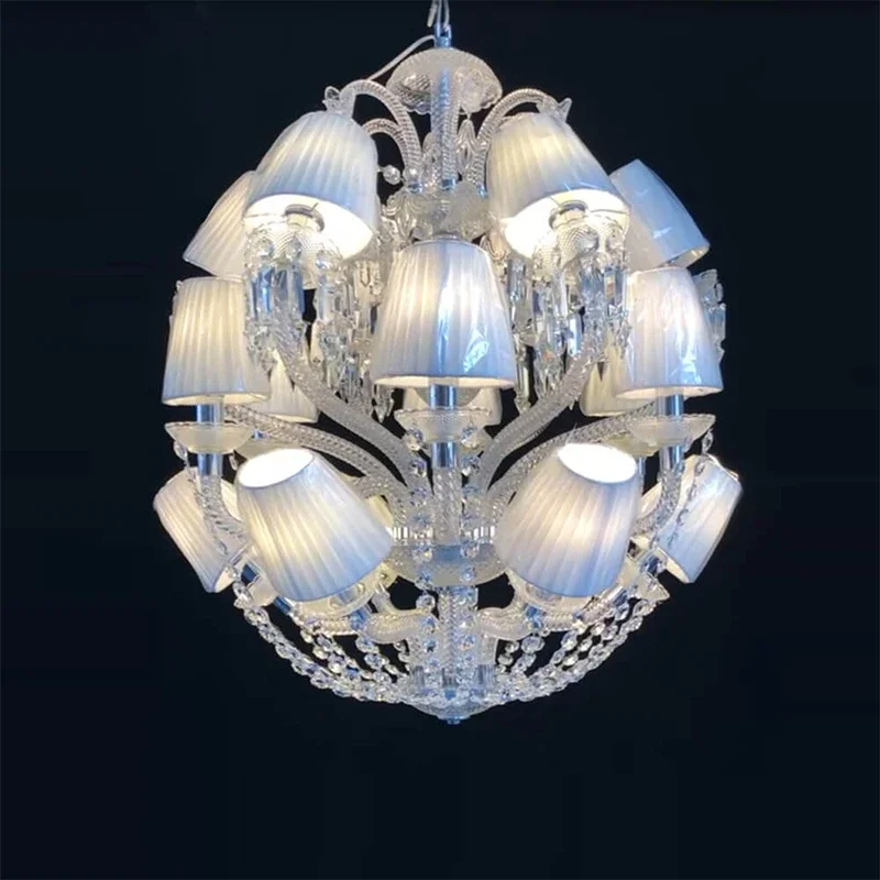French Designer Luxury Bedroom Glass Bend Pipe Crystal Pendant Light European Unique Creative Dining Room Bar Chandelier