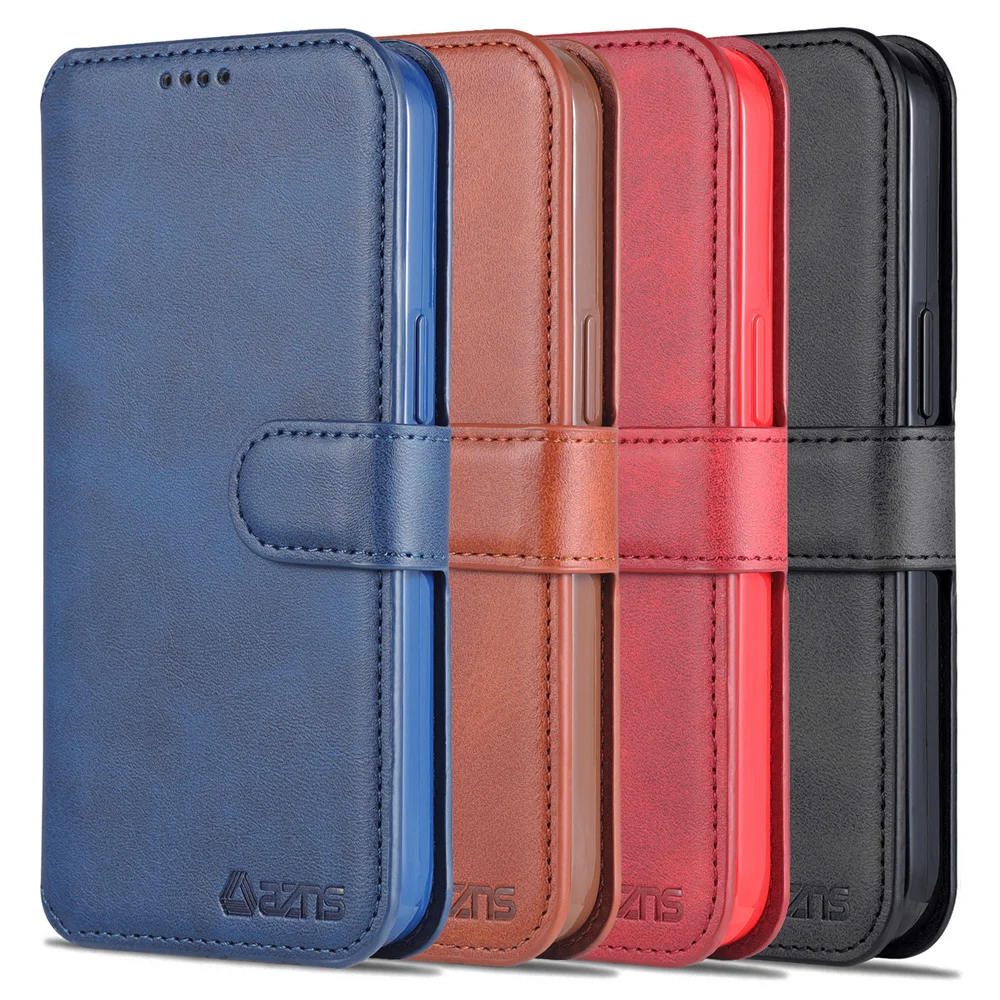 AZNS Luxury Calfskin Leather Case for iPhone 14 Pro Max 6S 7G 8G XR XS Max 11 Pro 12 13 Mini 14 Plus Magnetic Flip Cover Funda
