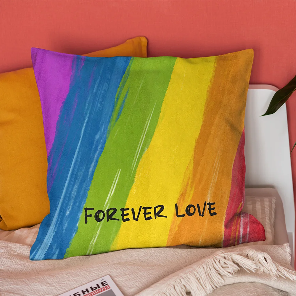 Rainbow LGBT Pillow Cover Colorful Gay Men Women Pride Pillow Case Living Room Sofa Pillowcase for Pillows Bed Sofa Perfect Gift