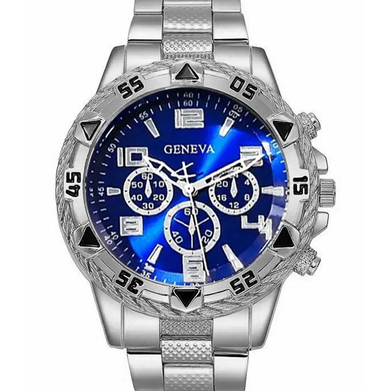 Men's Quartz Watch with Embedded Hip Hop Bracelet And Cross Necklace Set Best Birthday Gift Idea Without Box - view 6