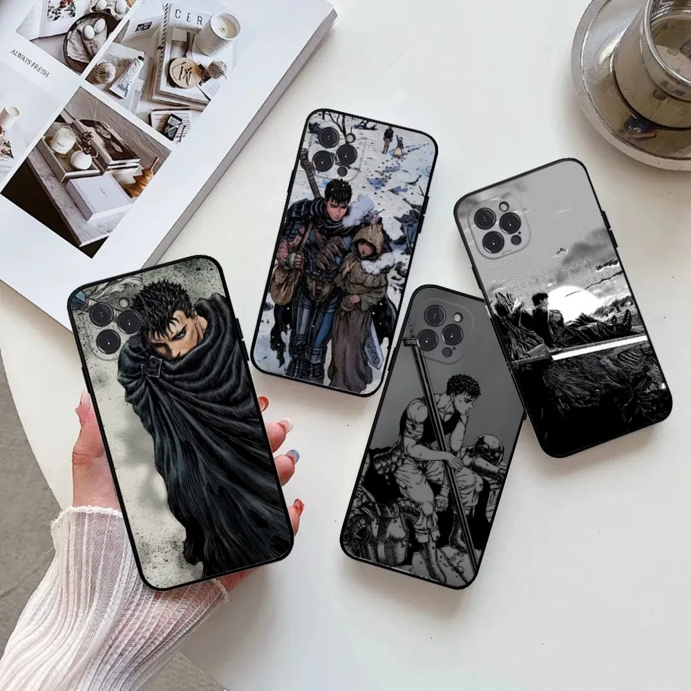 

A-Anime Berserk Guts Phone Case for IPhone 15,14,13,12,11 Pro Max Mini 8,7 Plus SE2 X XR XS MAX Silcone Soft Covers