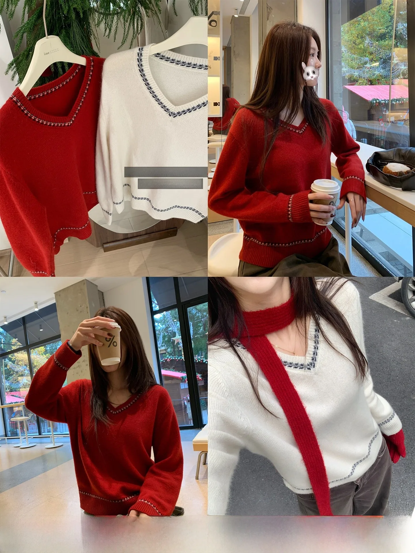 

Новинка! Праздничный свитер Cactiop Festive Aosphere: свободный женский пуловер с V-образным вырезом, повседневный, зимний, модный.