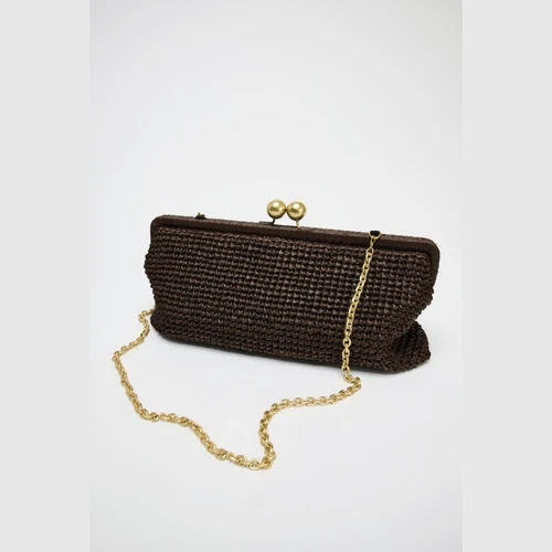 Imagen 2 del producto Nuevo bolso de hombro de rafia tejido a mano, bolso cruzado Staw para mujer, bolso con Clip para vacaciones, bolso Baguette de diseño de lujo de verano