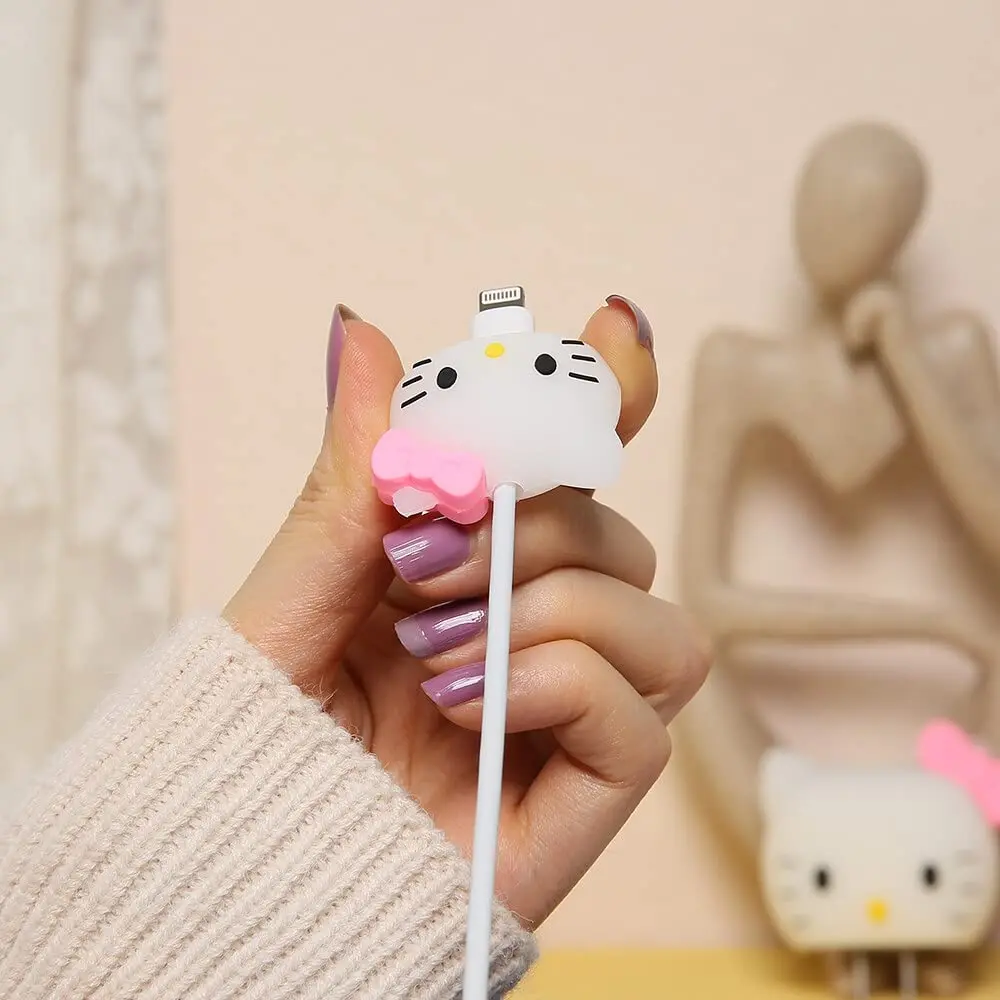 3D Cute Cartoon Series Fast Charger Protector for iPhone 18W 20W iPhone 14 13 12 11 Pro Max Hello kitty protective case 4-piece