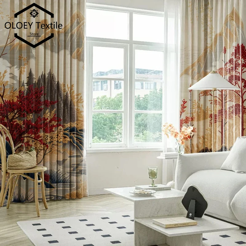 

HD Nature Landscape Print Curtains Living Room - Realistic Mountain Forest Digital Blackout Thermal Insulated Drapes