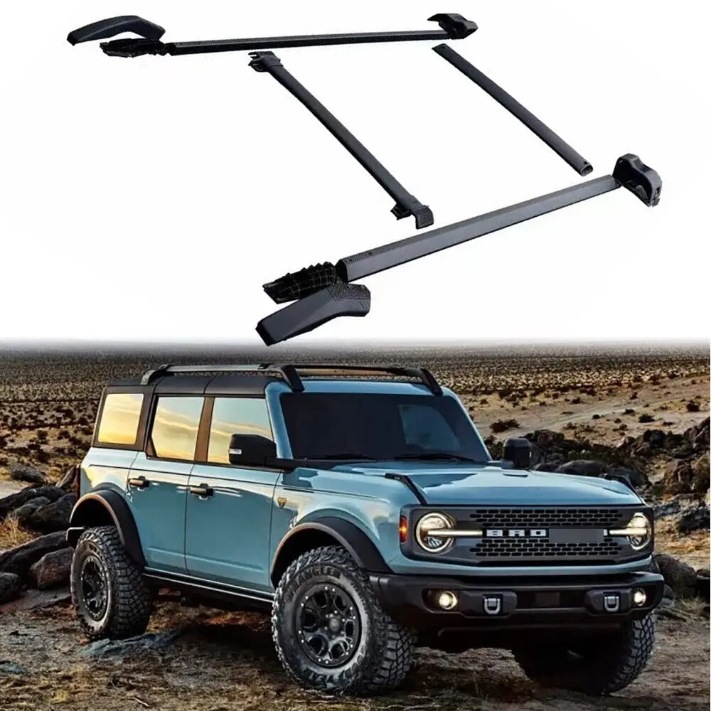

FTAPACCE 4PCS Roof Rail Rack Rail Bar Cargo Carrier Crossbar Fits for Ford Bronco 2021-2023 Black Aluminum