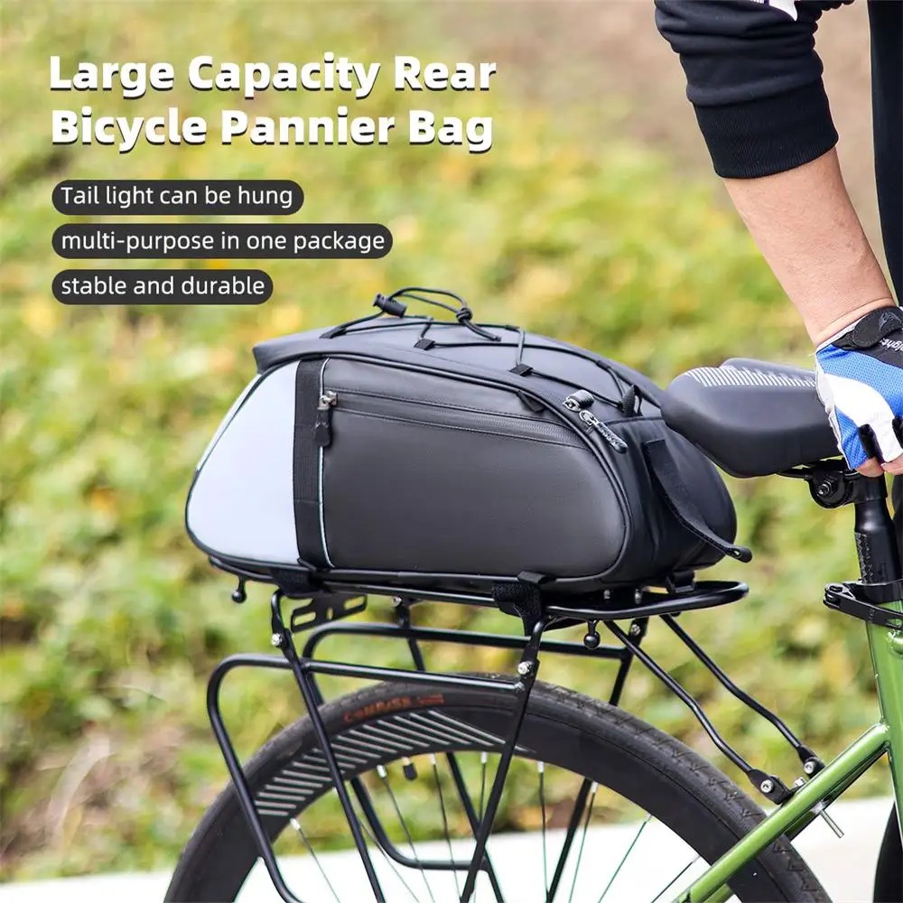 Lixada Bike Trunk Bag Large Capacity Reflective Bicycle Rear Rack Bag Multi-Purpose Bike Luggage Bag