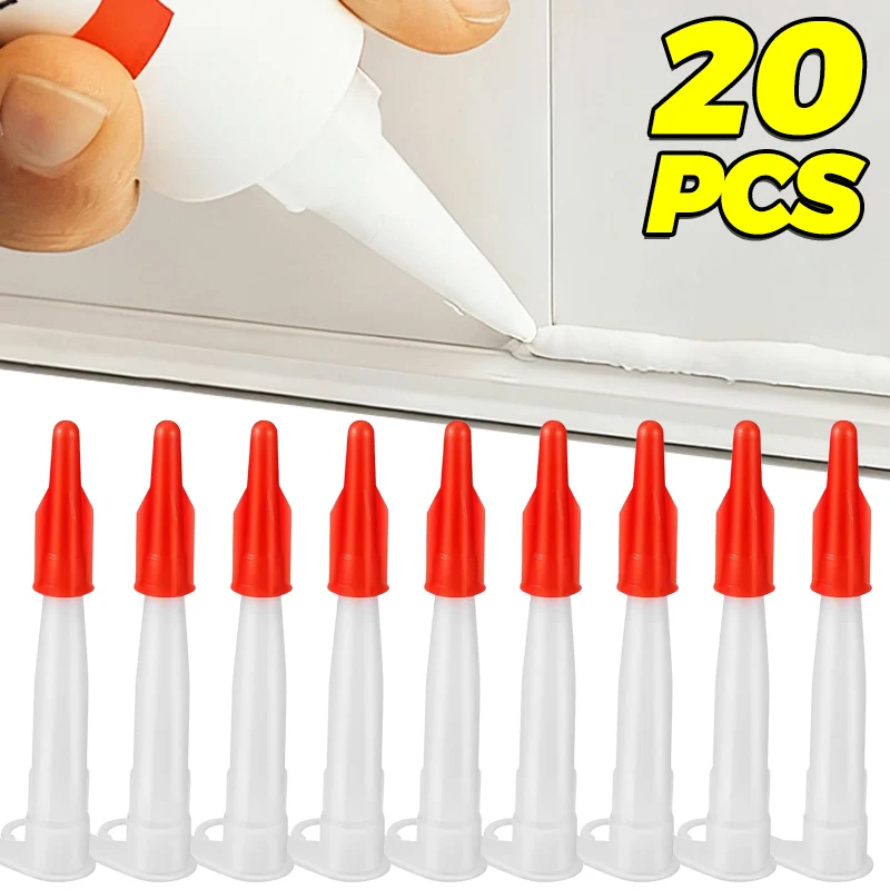 20/10pcs Caulking Gun Nozzles Caulk Nozzle Cap Plastic Glass Glue Nozzles Sealant Silicone Caulking Tips Construction Tool Parts