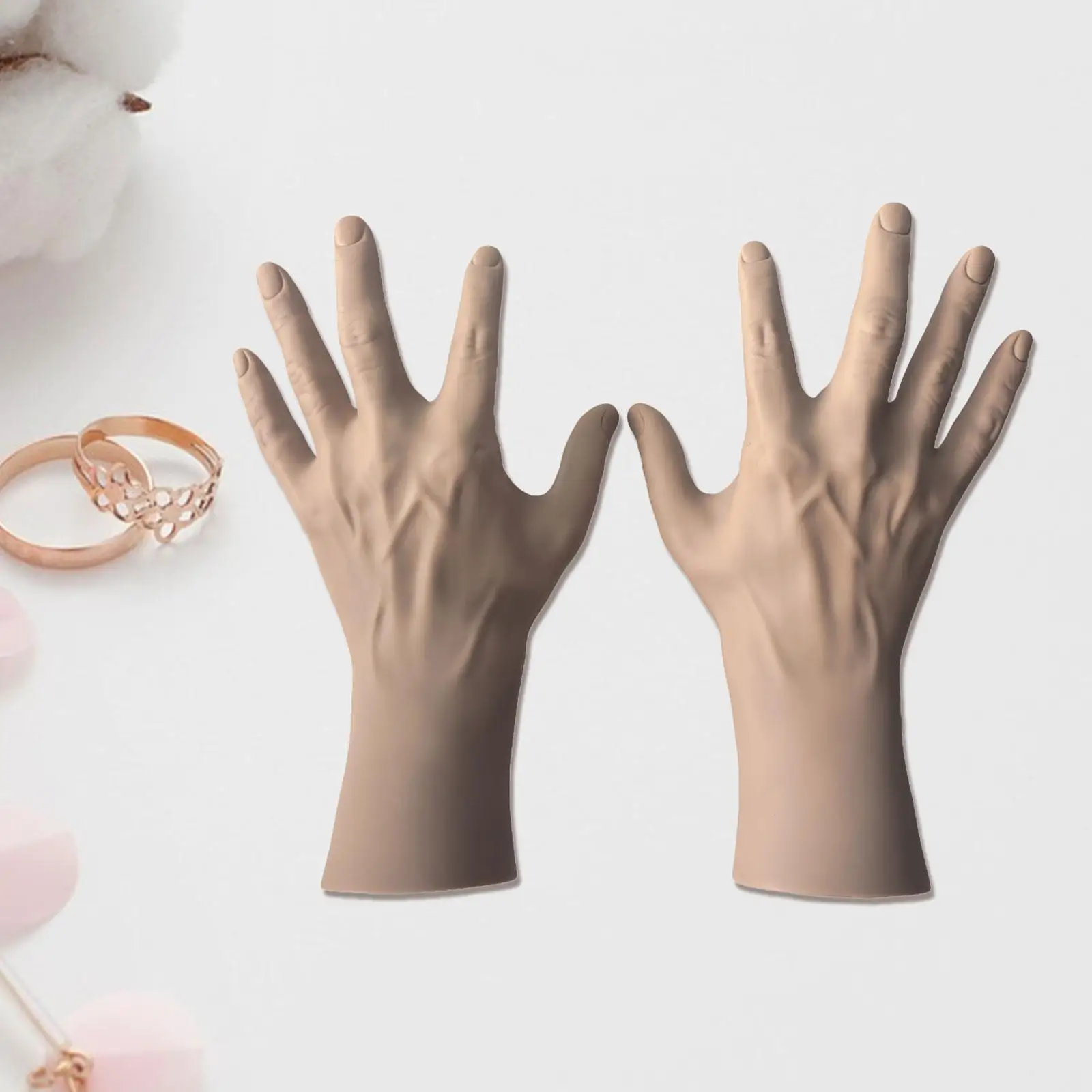 2x Hand Model Jewelry Display Simulation Left and Right Human Hand Mannequin for Bracelet Necklace Rings Live Broadcast Shows