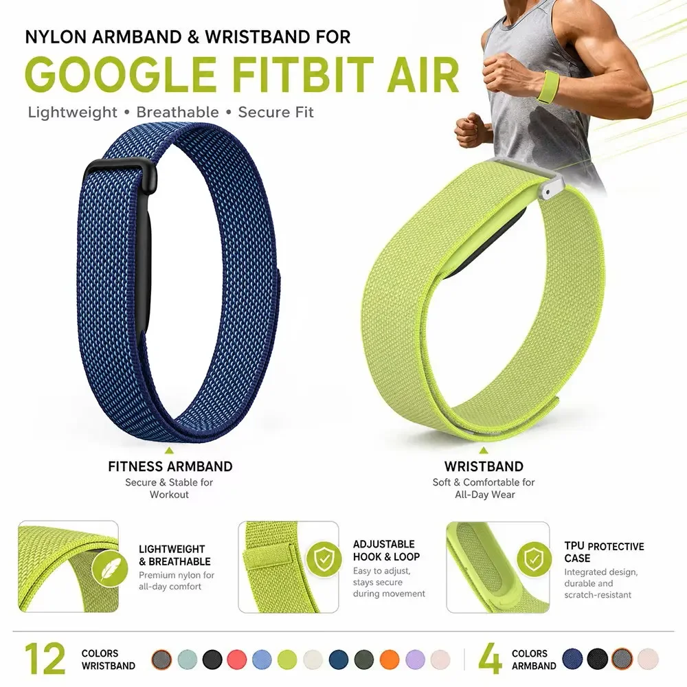 Skin-Friendly Magic Buckle Strap for Google Fitbit Air Breathable Armband Wristband Soft Lightweight Bicep for Google Fitbit Air