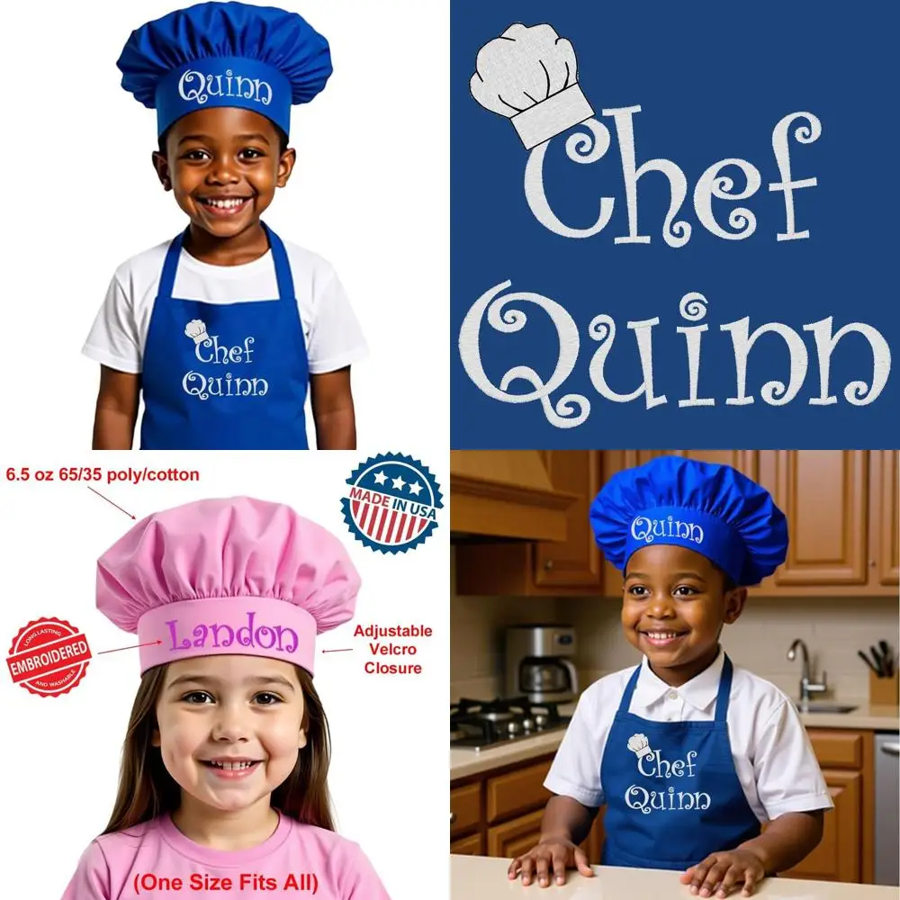 

Набор: Детский фартук и поварская шапка с вышивкой на заказ для веселых кулинарных занятий