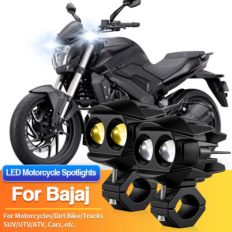 1 Set LED Motorcycles Headlight Two-Color Fog Light Spotlight ATV Off Road for Bajaj Pulsar 200 NS/200 NS FI/220 Neon/RE45/RE60