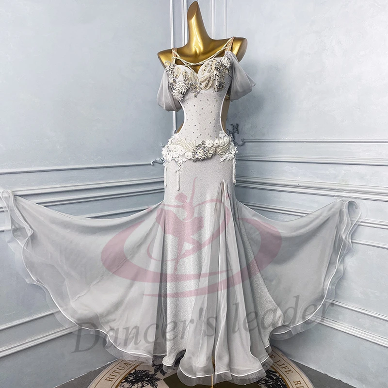 زي الرقص الشرقي للنساء والبالغين والأطفال، فستان أداء سامبا عالي الجودة باللون الأبيض الفضي