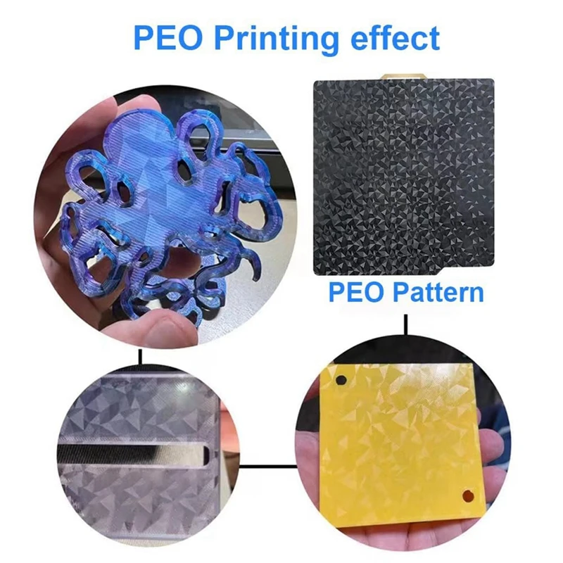 3D Printer PEO PEI Build Plate For Bambu-Lab X1/X1C/X1E/P1P/P1S/A1, 257X257mm Double Sided PEO+PEI Spring Steel Plate