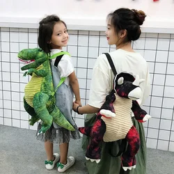 Dinosaur Plush Cartoon Children Backpack Cute Backpack Mobile Phone Bag Fashionable Splicing Funny Plush Toy Bag