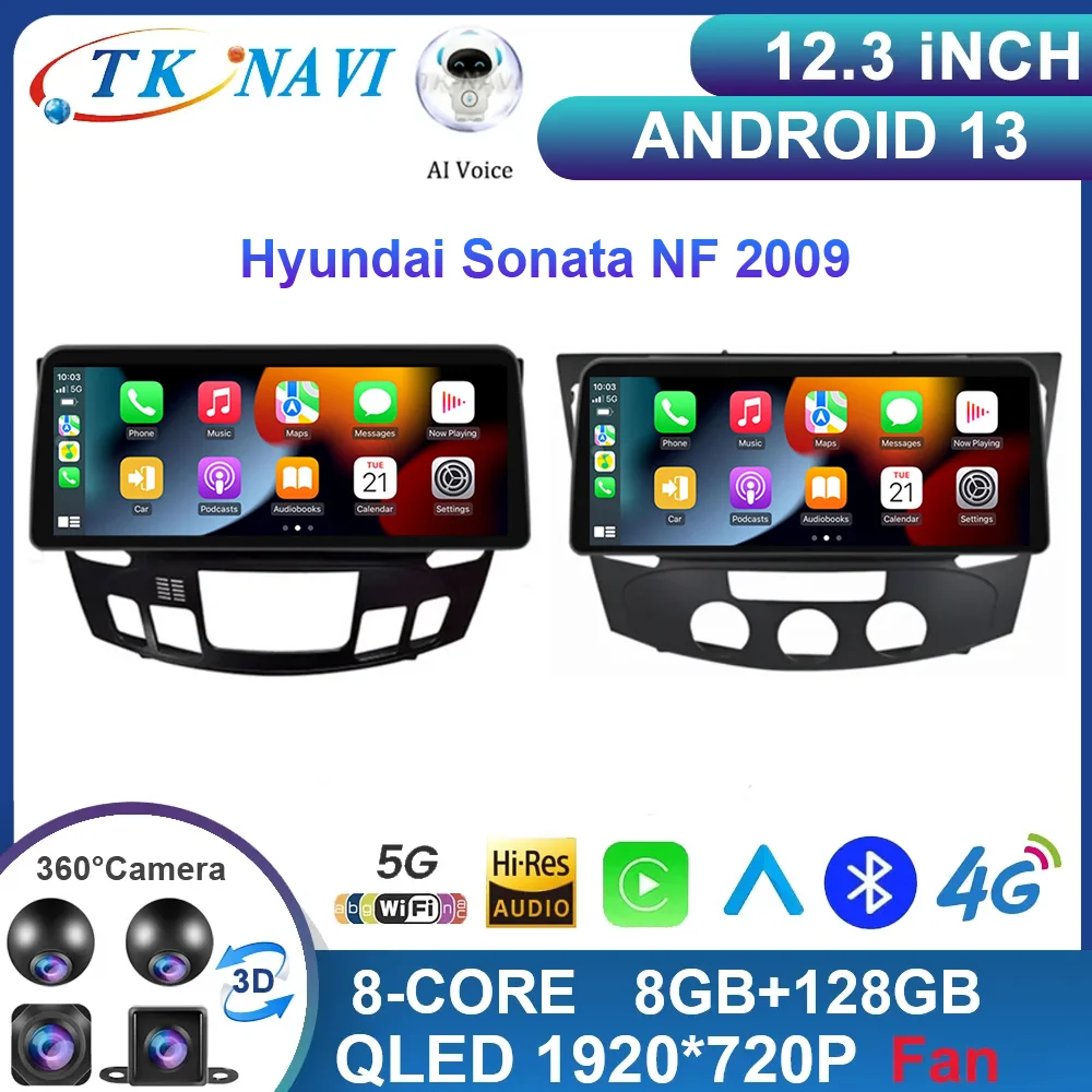 

Автомагнитола 12,3 дюйма, Android 13, для Hyundai Sonata NF 2009, видеопроигрыватель, мультимедийная навигация Carplay QLED DSP WIFI Bluetooth