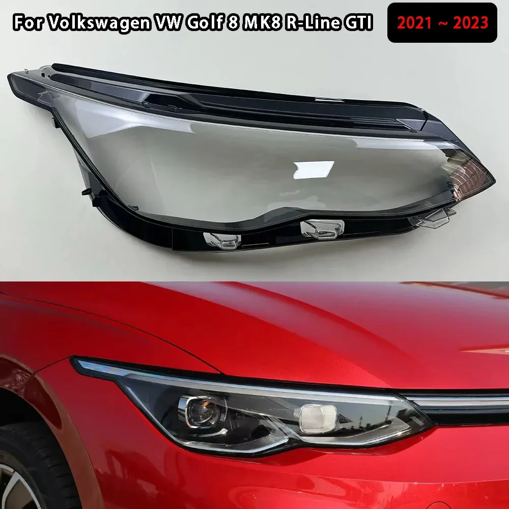 For Volkswagen VW Golf 8 MK8 R-Line GTI 2021 2022 2023 Low Headlight Shell Transparent Lampshade Cover Headlamp Plexiglass