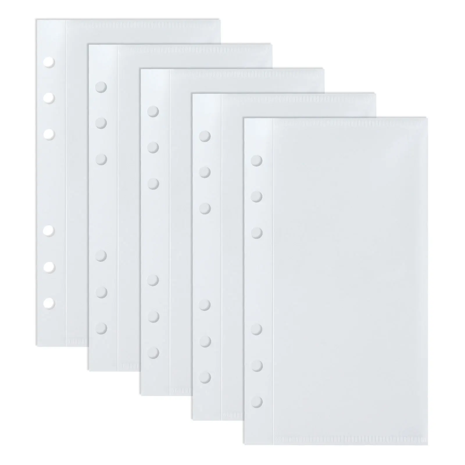 A6 A7 5Pcs Left Opening Pockets Binder Folders for 6Ring Notebook Divider Page Waterproof PVC Leaf Document Filing Bag