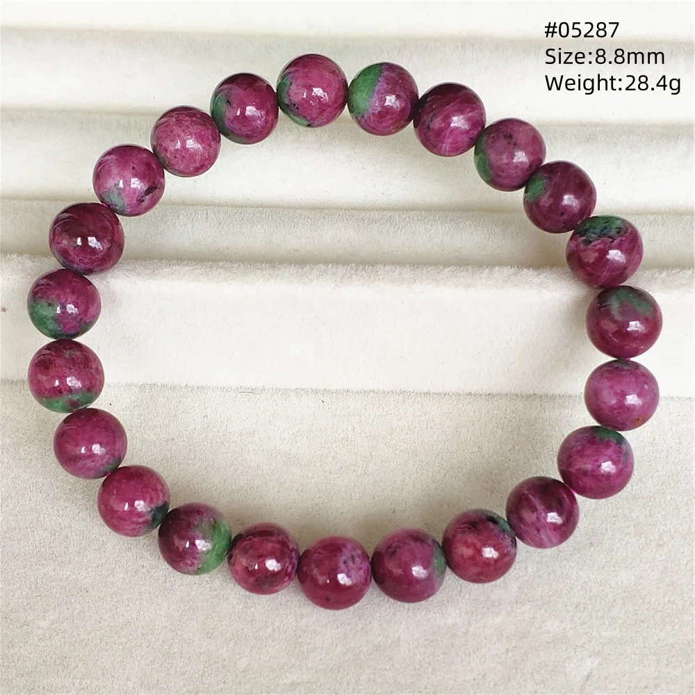 Natural Red Ruby Round Beads Stretch Bracelet Star Light Gemstone Women Men Ruby Zoisite Best Jewelry AAAAA