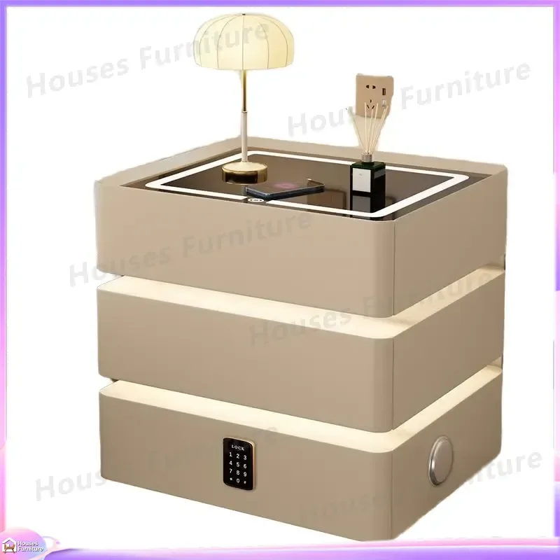 Modern Shoe Cabinet 3 Drawers Solid Wood Wireless Charging Smart Bedside Table Multifunctional Storage Lightweight Luxury