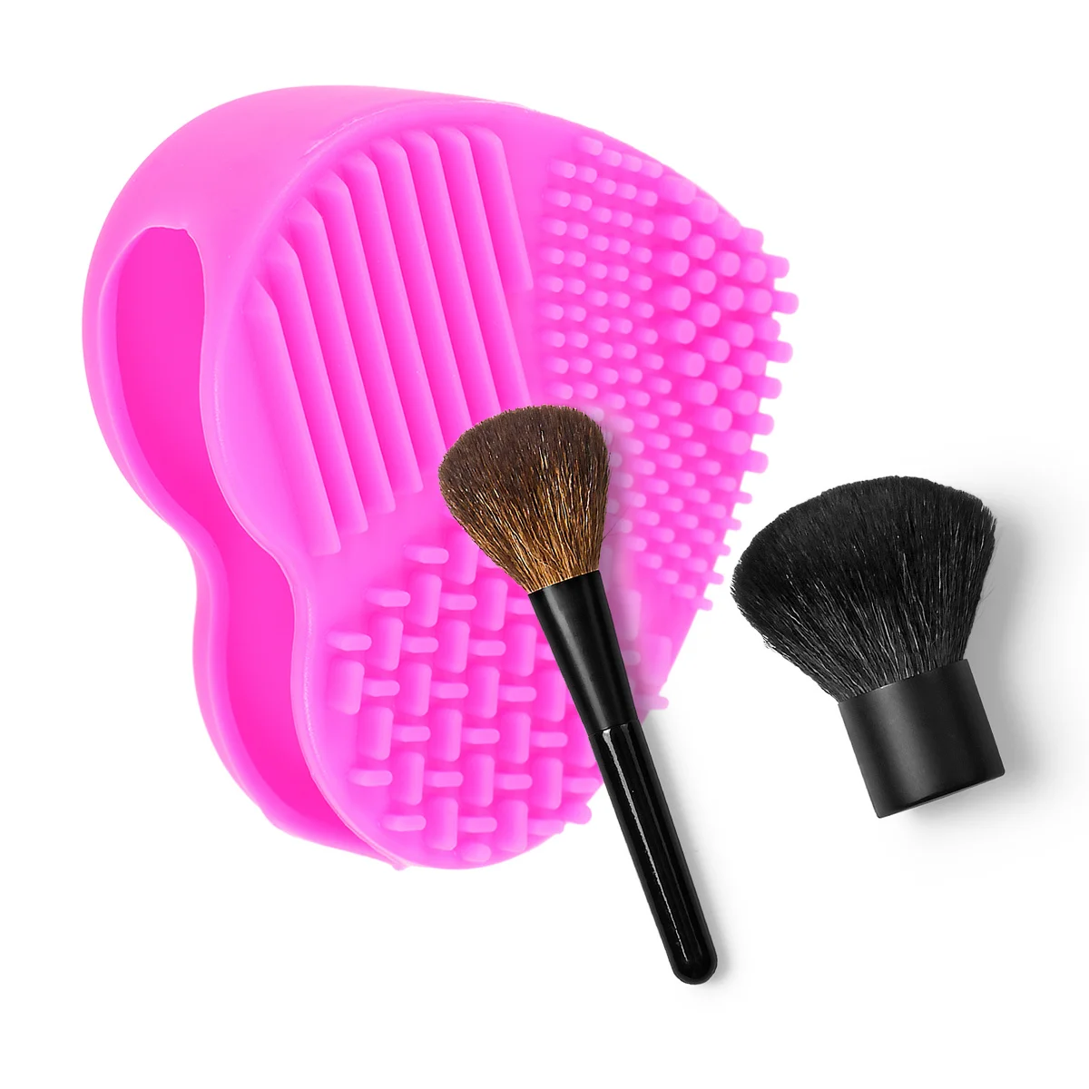 Tampone per lavaggio in silicone a forma di cuore rosa rossa per strumento per la pulizia dei pennelli per trucco Spazzole per il viso e gli occhi Tappetino per la pulizia Scrubber