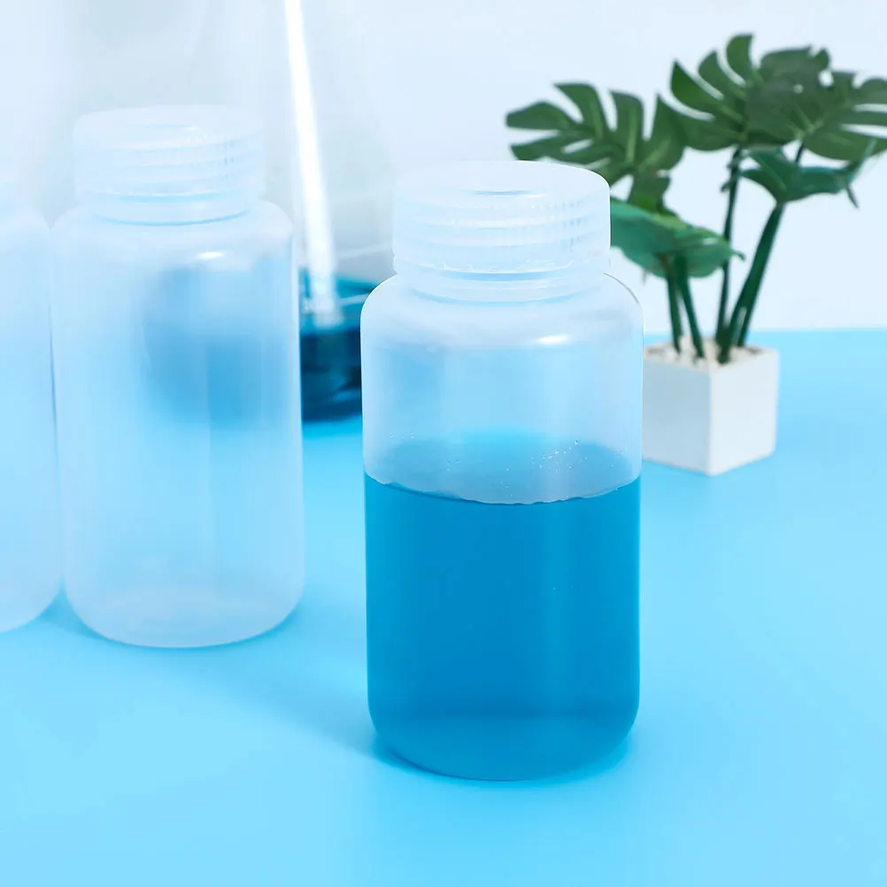 

8pcs Reagent Bottle Plastic Lab Container Wide Mouth Leakproof Sealed Transparent Storage Bottle For Laboratory Use