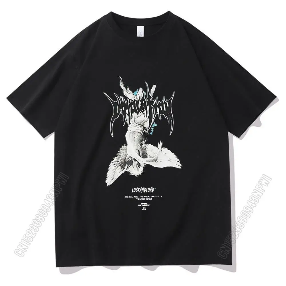 Super Personality Men Women Hip Hop Style T-Shirt Fallen Angel Cotton Tshirt Streetwear T Shirts Couples Tee Harajuku Tops