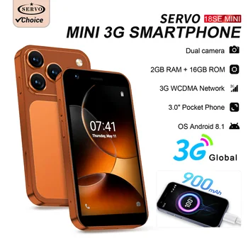 SERVO 18SE Mini Smartphone Android OS 3.0" Fullview Display 3G Cellular 2GB+16GB Face Unlock Small Mobile Phones GPS Play Store