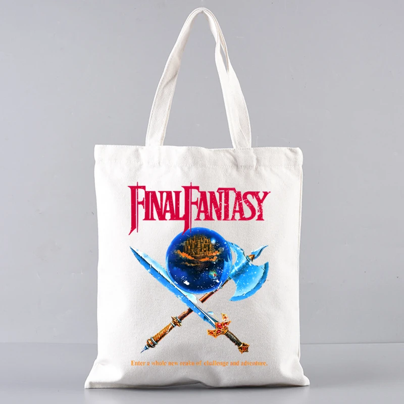 Final Fantasy Shopping Bag Grocery Handbag Bolsas De Tela Tote Bolsa Shopping Bag Jute Tote Fabric Custom