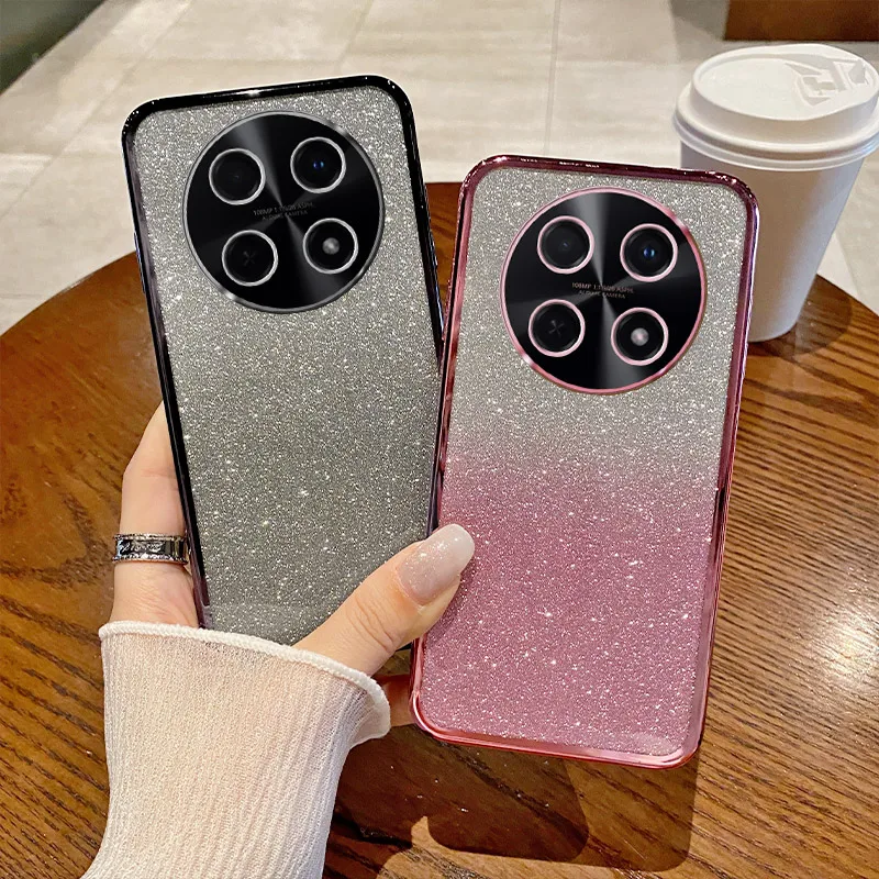 Para huawei nova 12i caso de telefone huawei nova12i 12i luxo galvanizado brilho macio pára-choques claro capa traseira