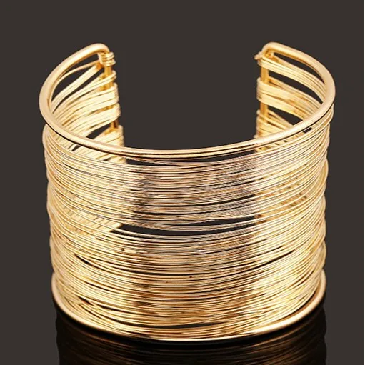 

Hot-selling European and American fashion new-style jewelry bracelet, gold and silver wire-wrapped open bangle for women