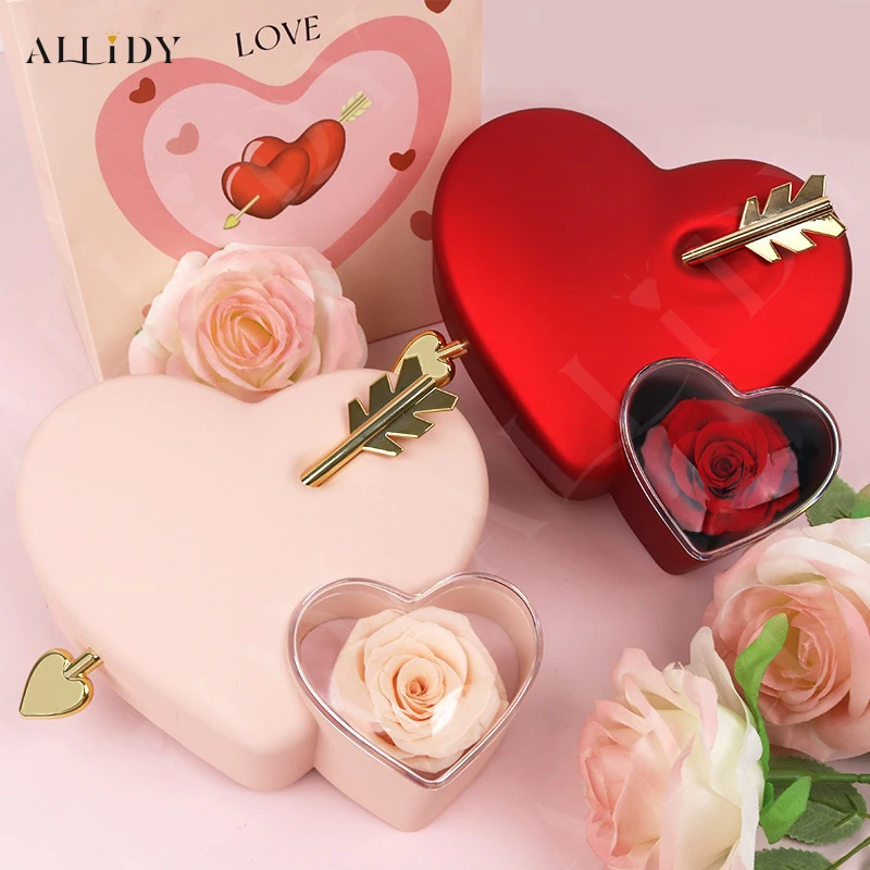 Allidy - Valentine\'s Day Creative Heart-piercing Rose Jewelry Box and 100 Languages ​​​​I Love You Projection Necklace Gift Set