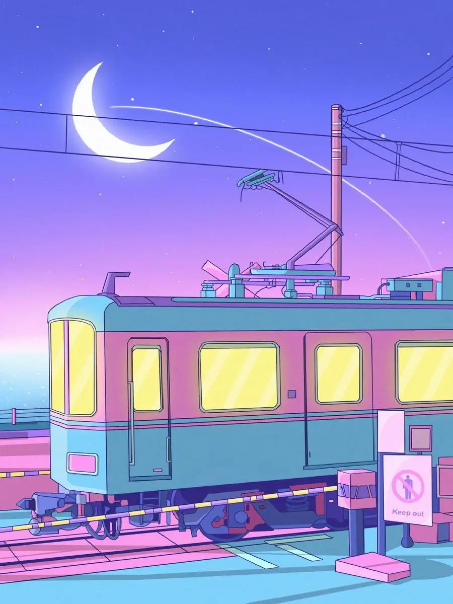 Vaporwave Neon City Street Canvas Poster  s Korean Moon Anime Wall Art Prints for Kids Kawaii Room Decor