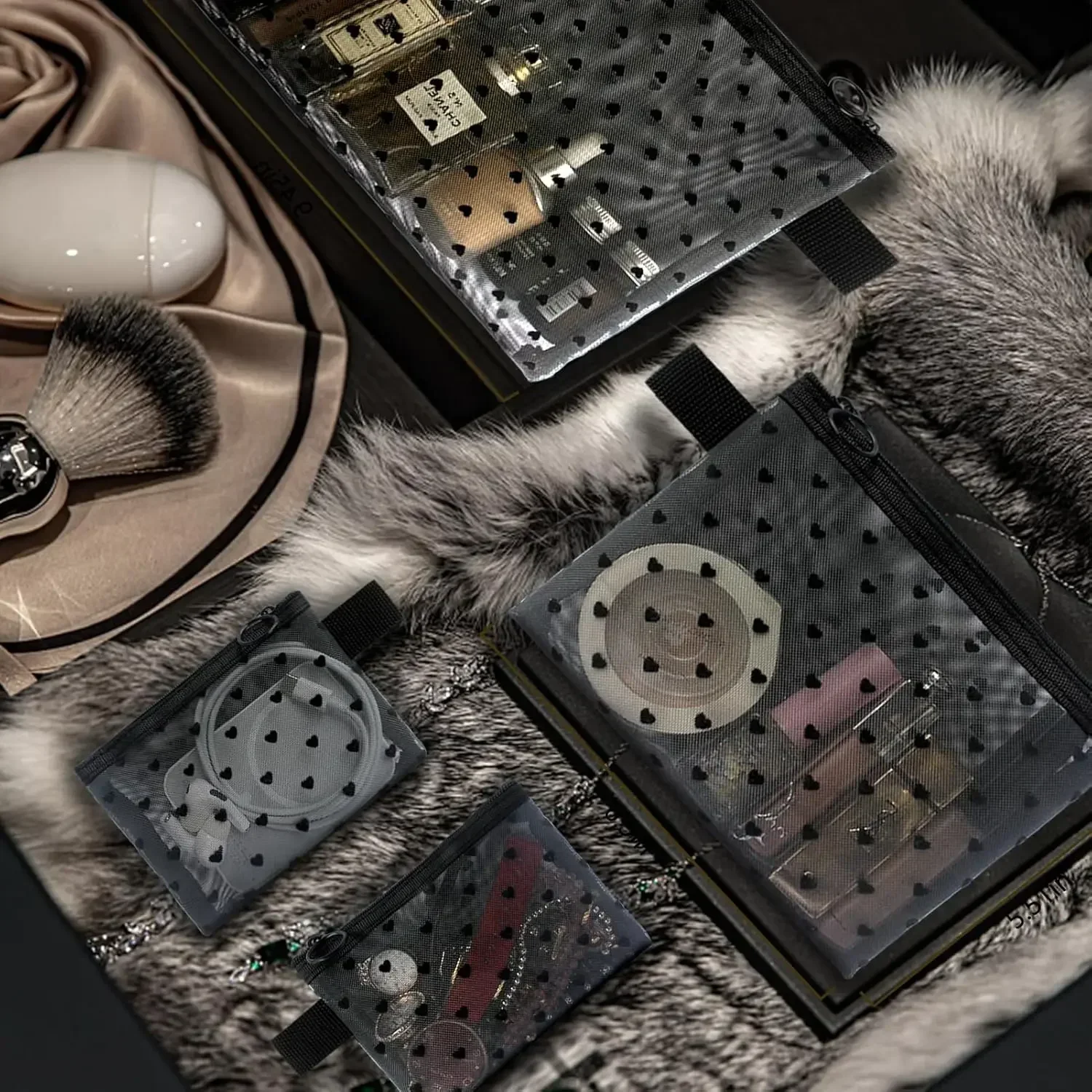 Women Mesh Cosmetic Bag Travel Storage Makeup Bag Organizer Female Make Up Pouch Portable Small Large Toiletry Beauty Case