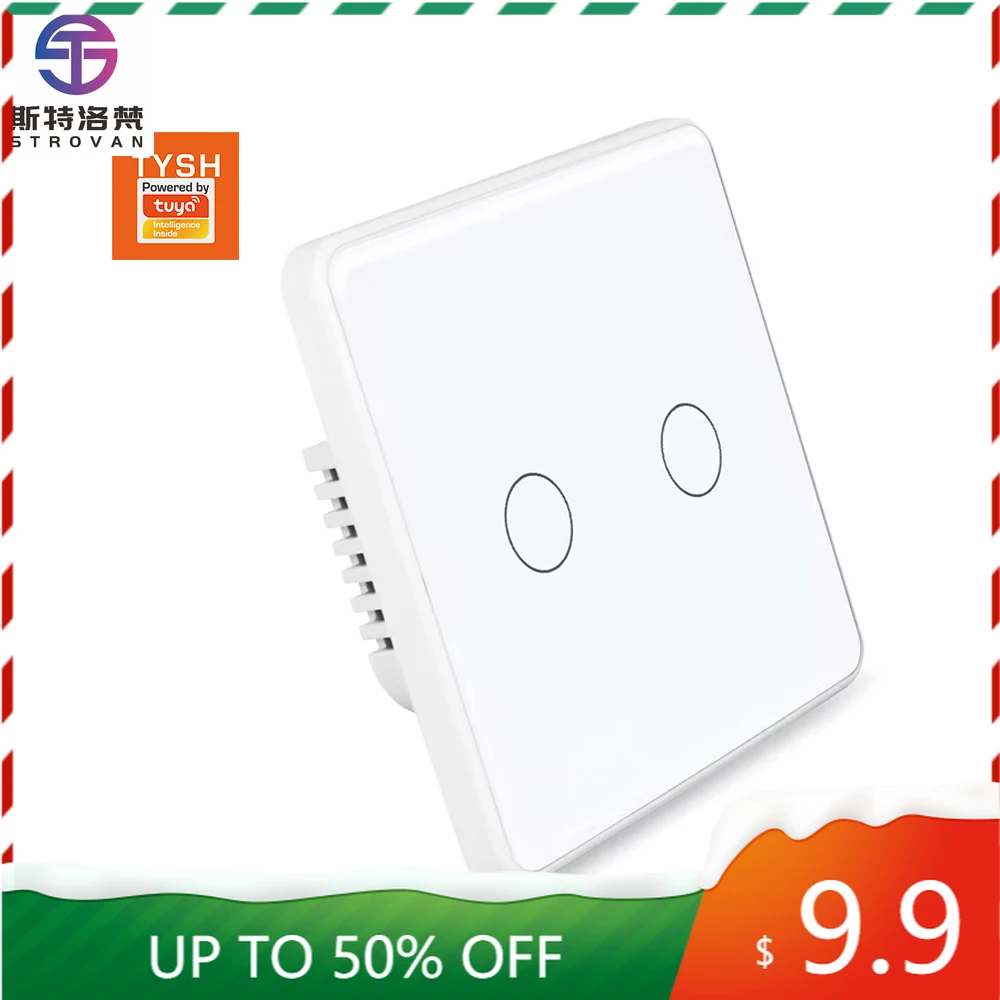 

STLF Tuya Smart Wifi Wall Switch Eu Standard Glass Touch Panel Light Switch Support App Remote Control