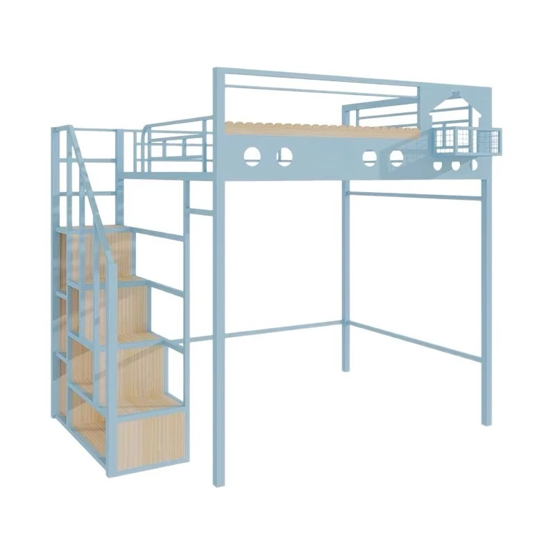 Children's wrought iron elevated Modern simple iron bed Small apartment retest Under table Student