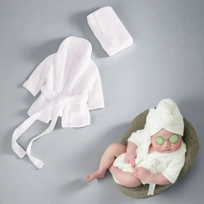 Newborn Baby Photography Bathrobe Outfit Photo Shoot Prop Infant Swaddle Wrap Studio Portrait Garment