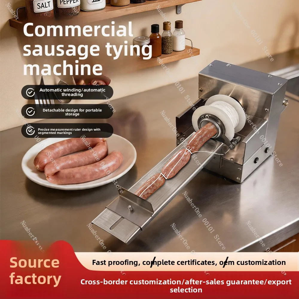 Small commercial sausage tying machine, sausage tying and knotting handy gadget, stainless steel fully automatic sausage tying
