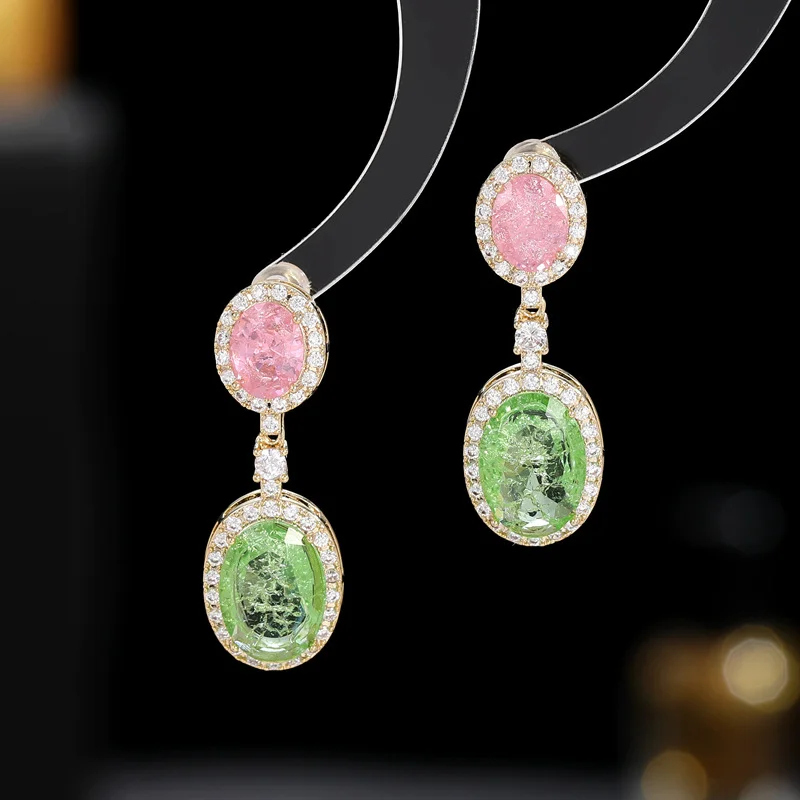 

Серьги из серебра S925 с микроинкрустацией, оптовая продажа, модный дизайн, контрастные серьги с цирконами в стиле «ледяной трещины»