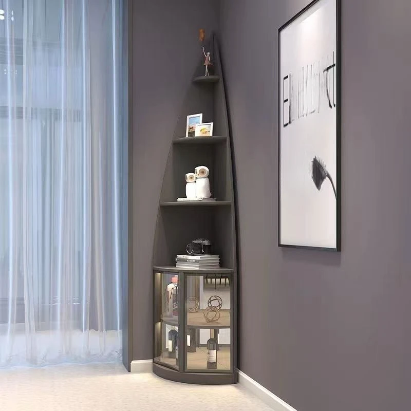 

Triangular Corner Cabinet Living Room Modern Simple Floor Glass Wine Side Cabinet Bedroom Storage Cabinet