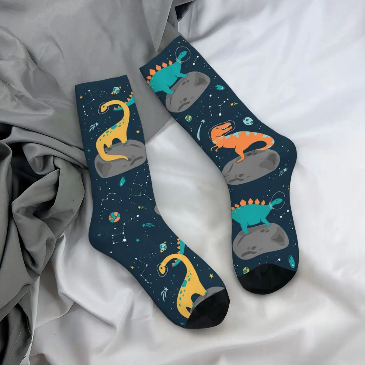 

Плавающие носки с динозаврами на астророиде, чулки высокого качества в стиле Харадзюку, всесезонные длинные носки для унисекс, рождественские подарки