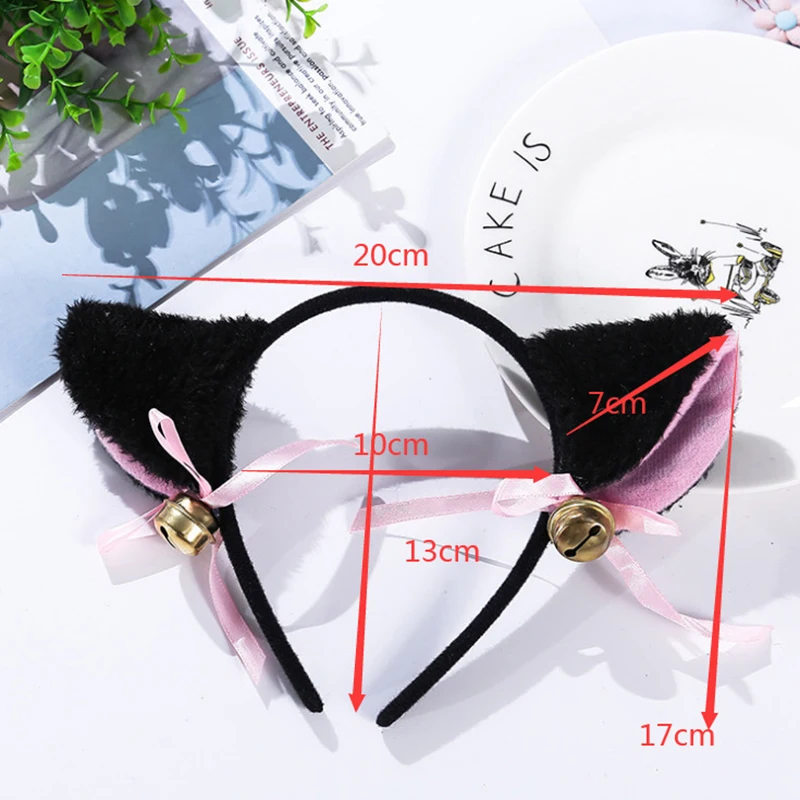 Orelhas de gato sinos headbands de pelúcia orelhas de raposa bowknot hairbands para mulheres meninas aros de cabelo bezel cosplay acessórios de cabelo